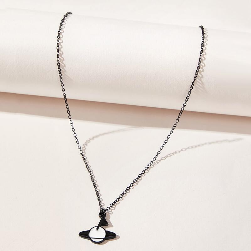 

Planet Pendant Necklace, Black and white