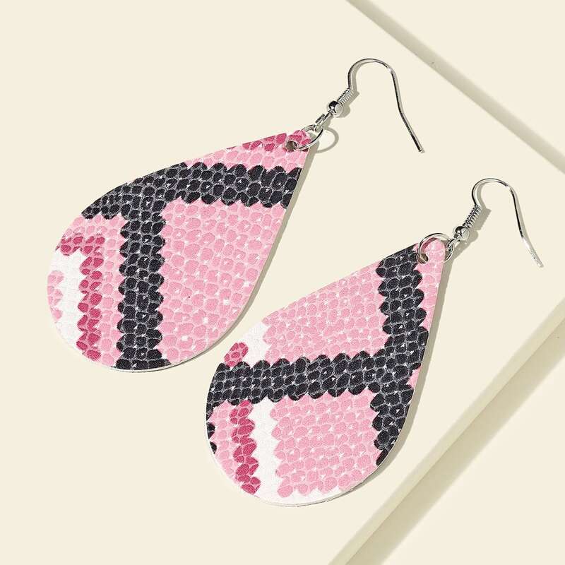 

Colorful Water Drop Earrings, Pink