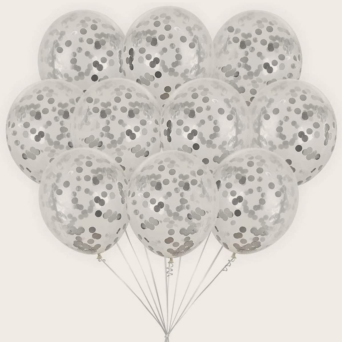 

10pcs Decorative Confetti Balloon, Silver