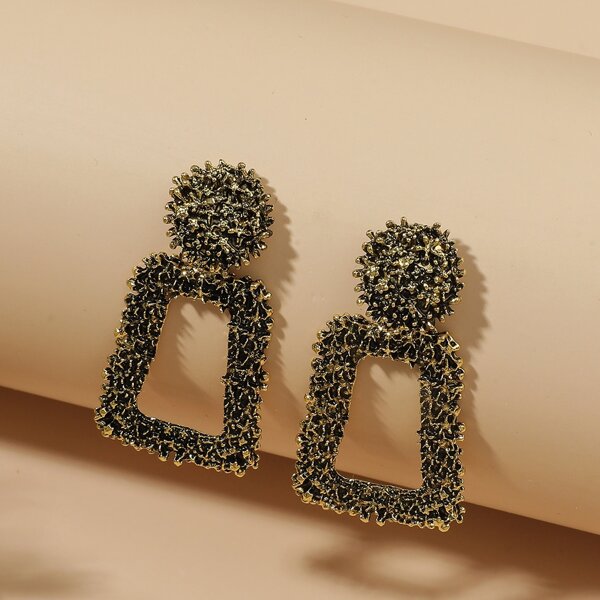 

Vintage Geometric Drop Earrings, Bronze