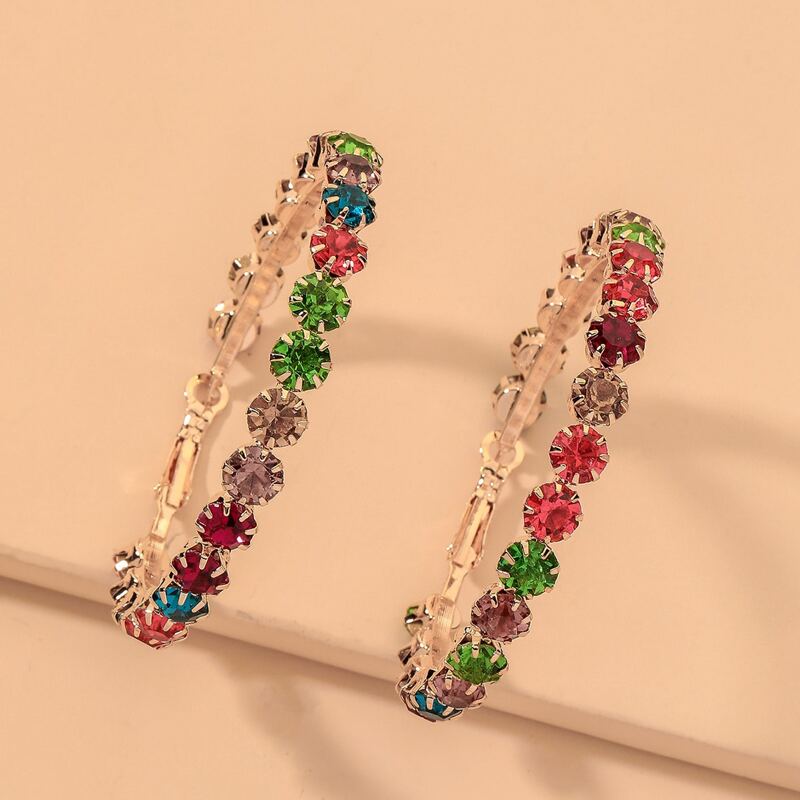 

Rhinestone Hoop Earrings, Multicolor