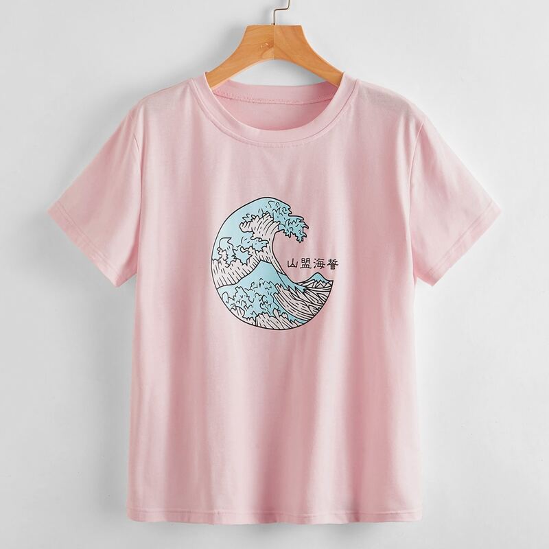 

Wave Graphic Tee, Baby pink