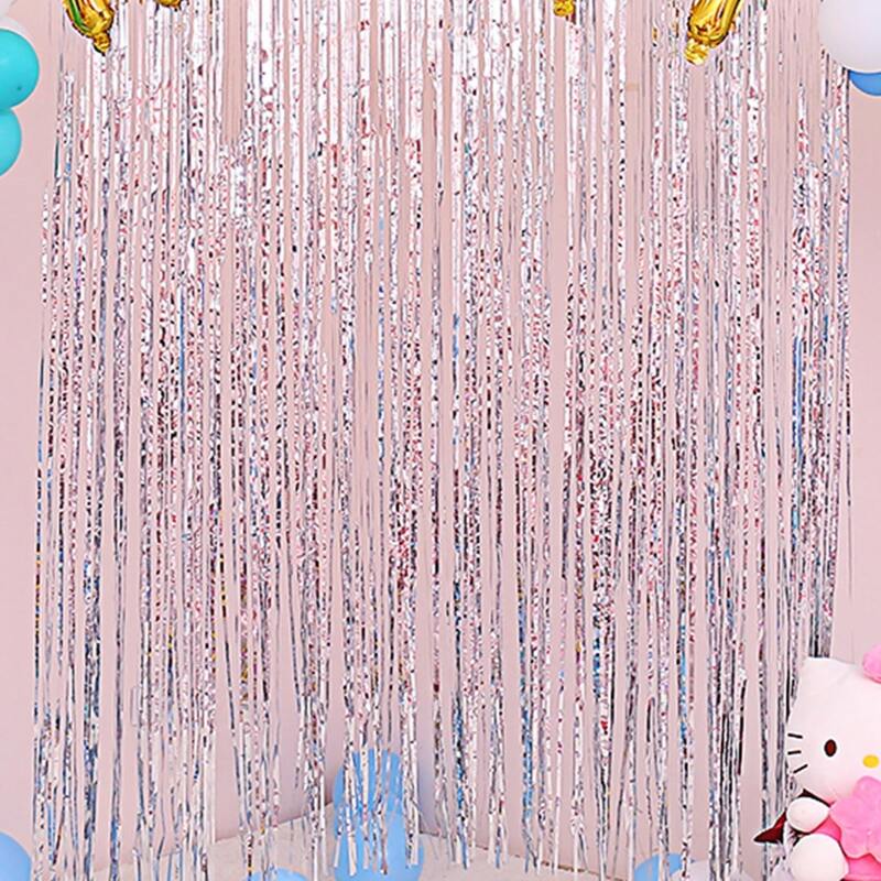 

1pc Foil Decoration Curtain, Silver