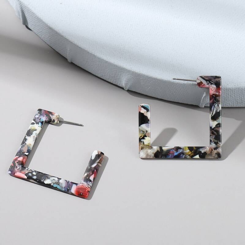 

Acrylic Design Stud Earrings, Multicolor