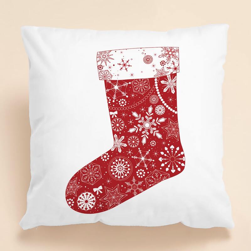 

Christmas Sock Pattern Cushion Cover Without Filler, White