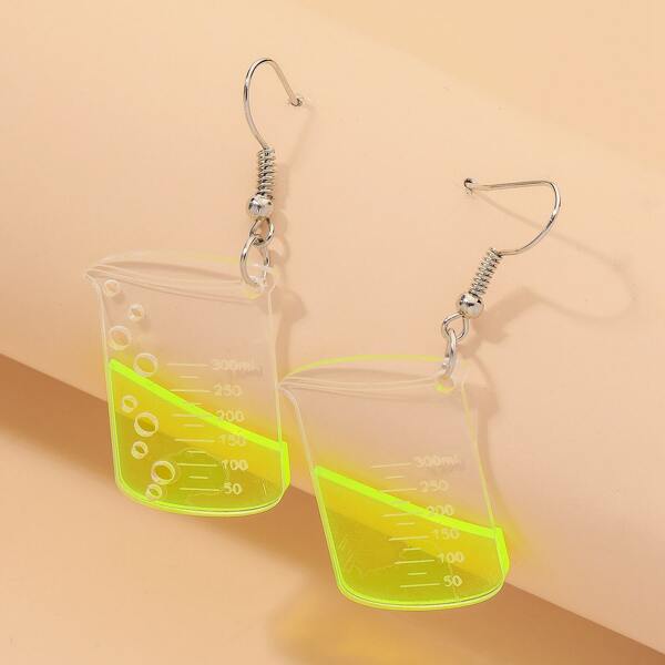 

Acrylic Clear Beaker Drop Earrings, Green