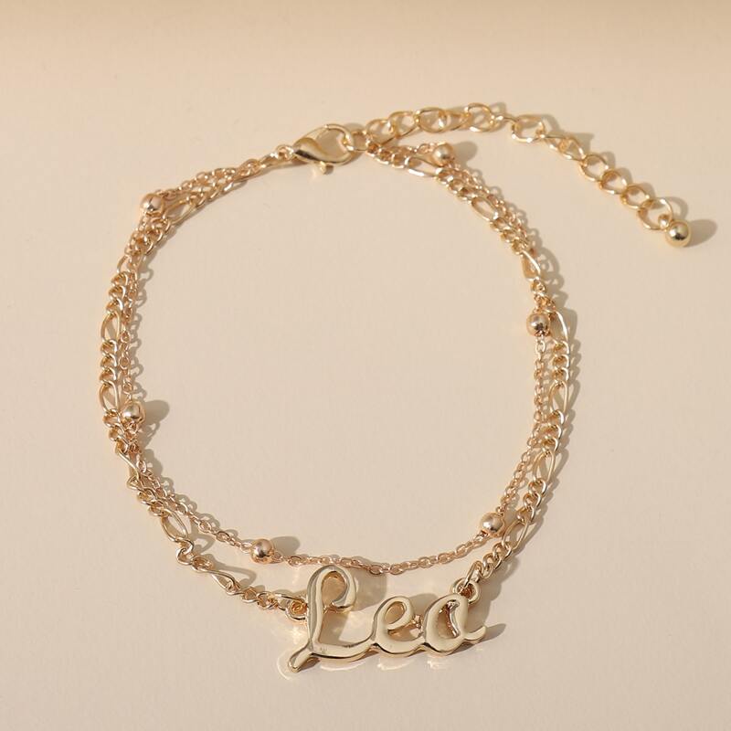 

Letter Layered Anklet, Gold