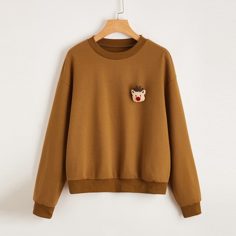 

Deer Doll Front Drop Shoulder Sweatshirt, Brown