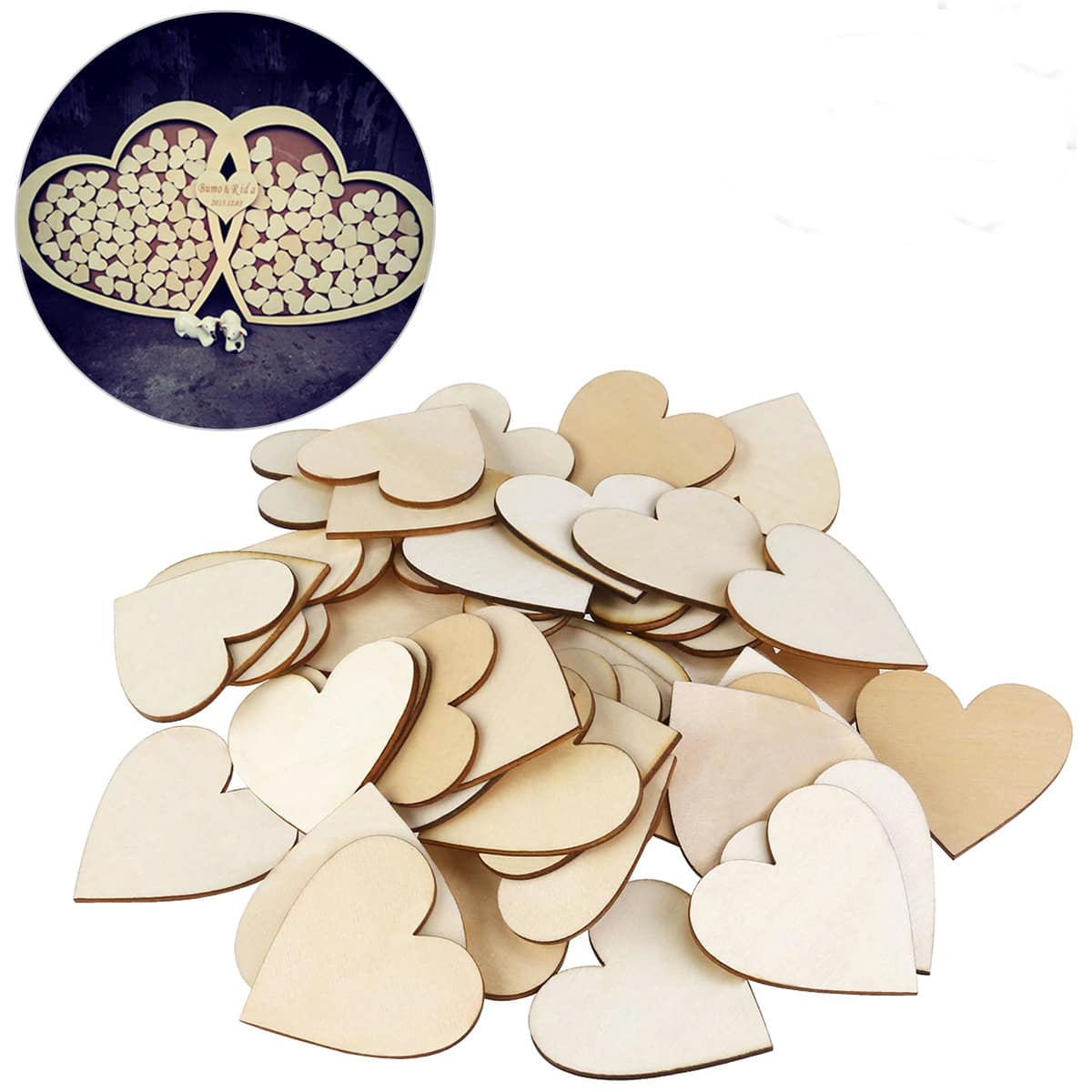 

50pcs DIY Heart Shaped Wood Chips, Beige
