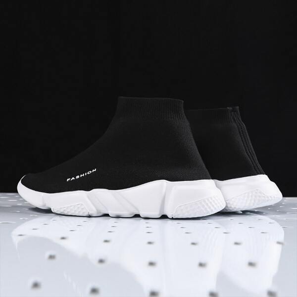 

Men Letter Graphic Sock Sneakers, Black