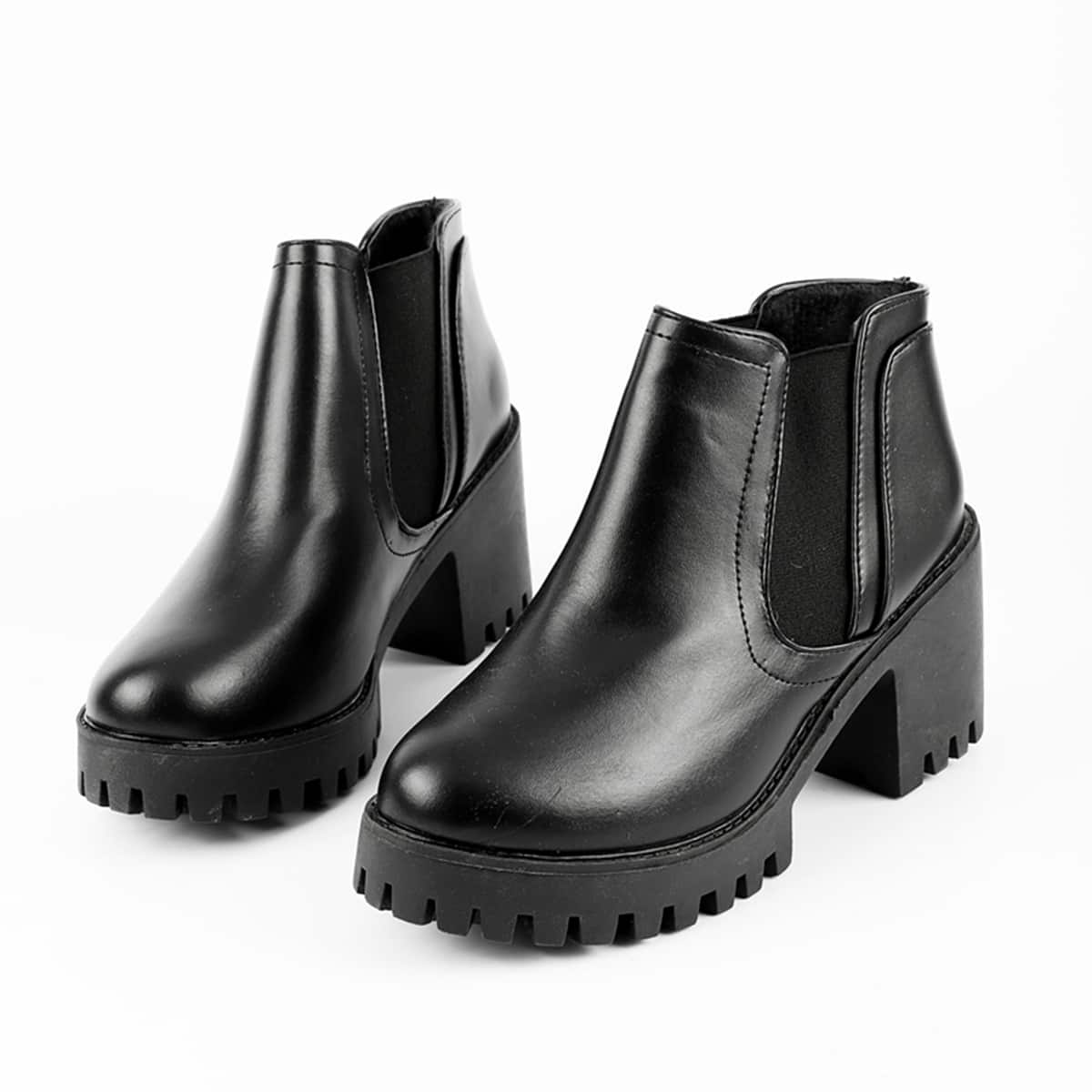 

Chunky Heeled Chelsea Boots, Black