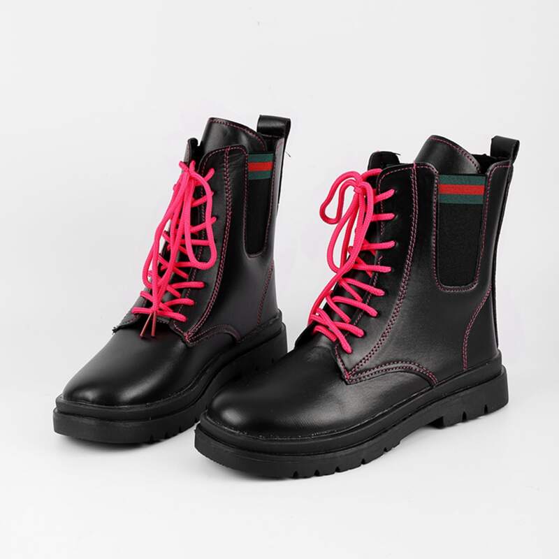 

Lace-up Front Chelsea Boots, Black