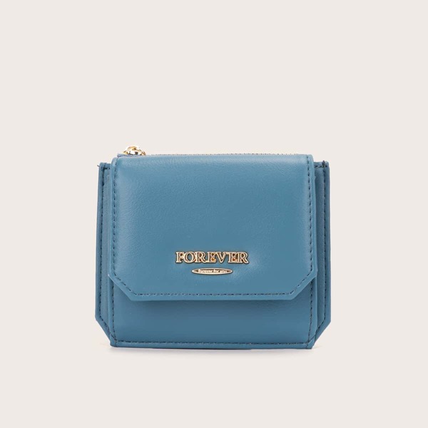 

Metal Letter Decor Fold Over Purse, Blue