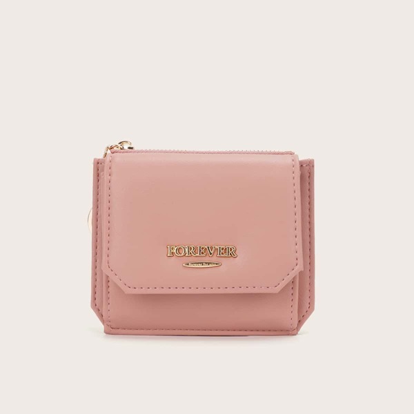 

Metal Letter Decor Fold Over Purse, Pink