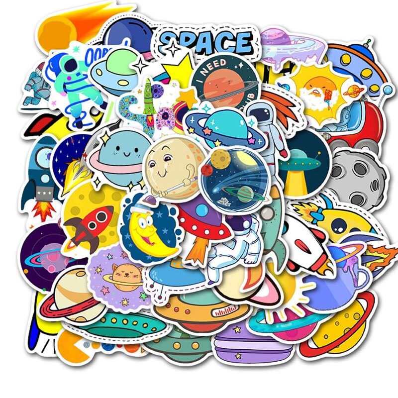 

50pcs Cartoon Planet Sticker, Multicolor