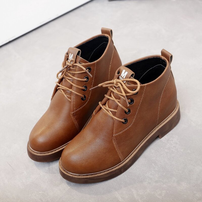 

Lace-up Front Ankle Boots, Brown