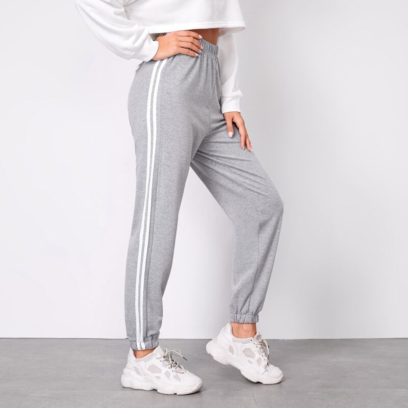 

Striped Tape Side Sweatpants, Light grey
