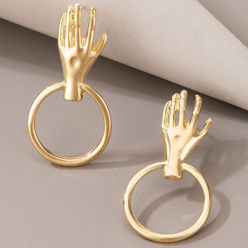 

Hand Shaped Stud Earrings, Gold