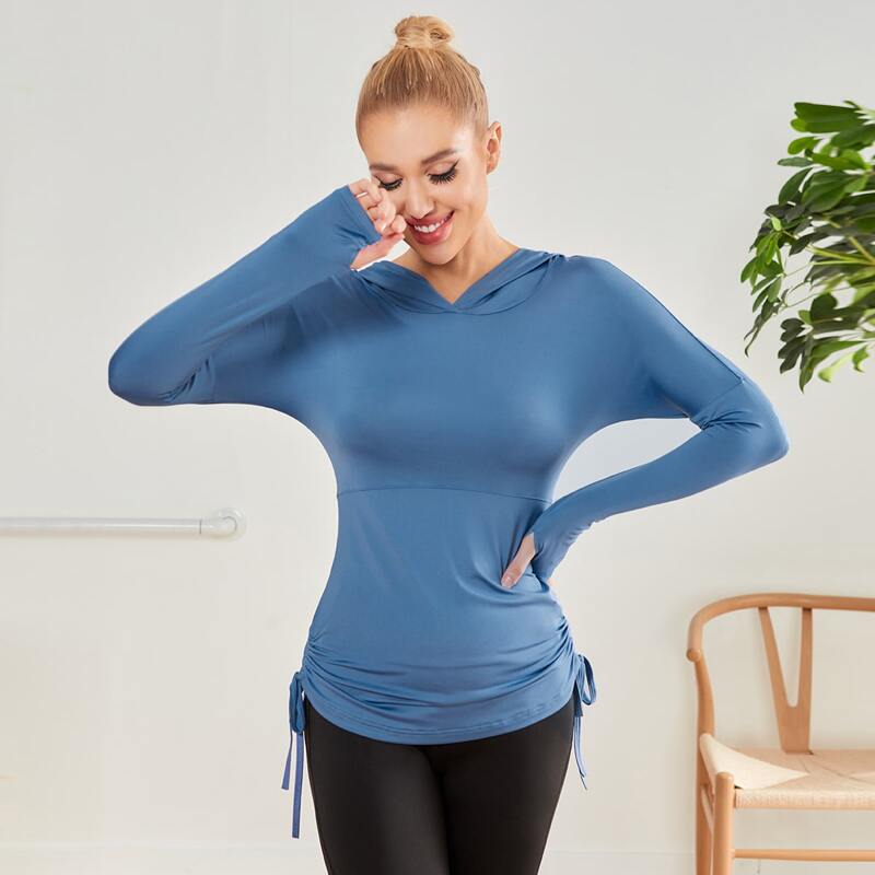 

Drawstring Side Sports Hoodie, Blue