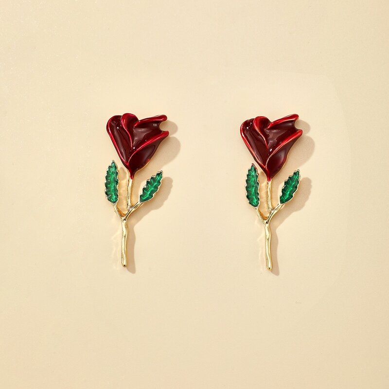 

Rose Shaped Stud Earrings, Multicolor