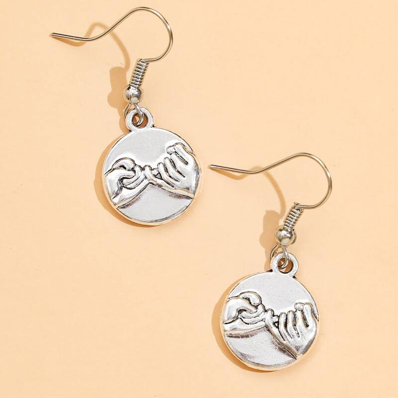 Gesture Design Drop Earrings, Silver