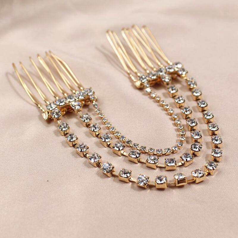 

Rhinestone Hair Comb Clip, Gold