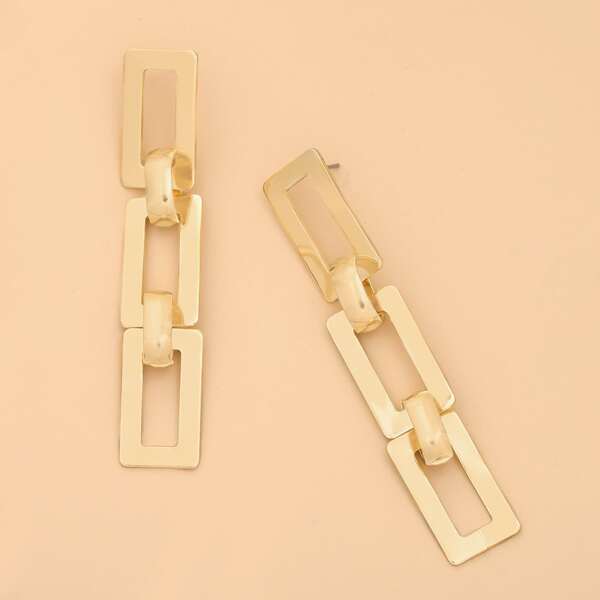 

Metal Chain Drop Earrings, Gold
