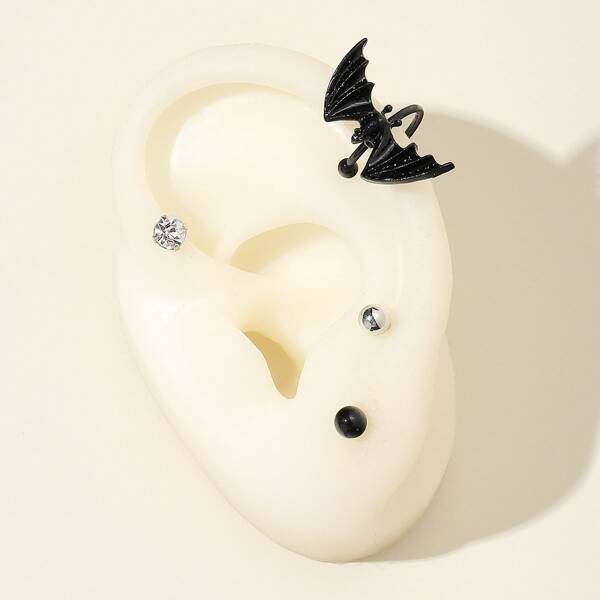 

4pcs Bat Design Earrings, Multicolor