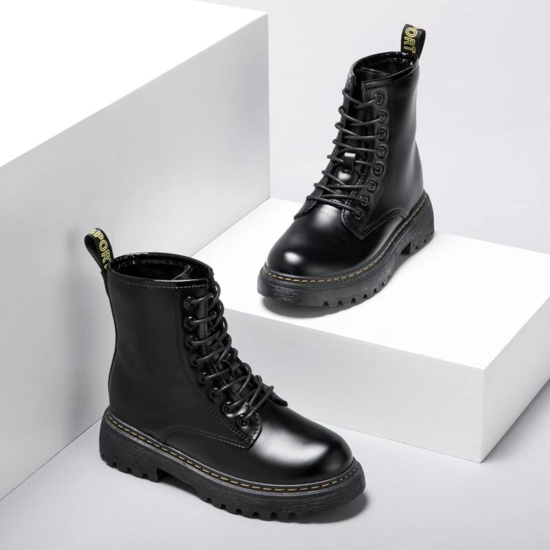 

Lace-up Front Combat Boots, Black