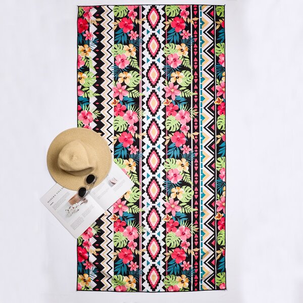 

Floral & Geo Print Beach Blanket, Multicolor