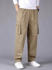 Manfinity Hypemode Pantalones cargo con bolsillo con solapa - Caqui - Ver 1