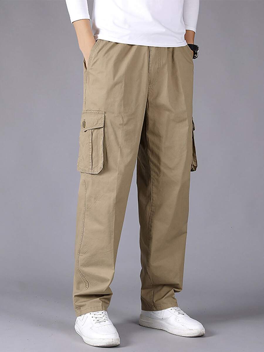 Manfinity Hypemode Pantalones cargo con bolsillo con solapa - Caqui - Ver 1