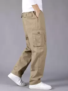 Manfinity Hypemode Pantalones cargo con bolsillo con solapa - Caqui - Ver 7