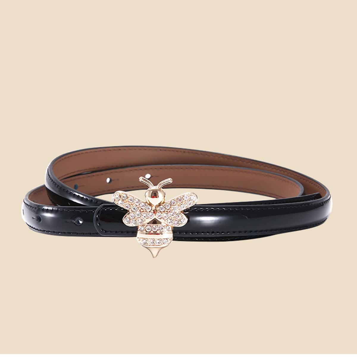 

Rhinestone Bee Buckle Belt, Black