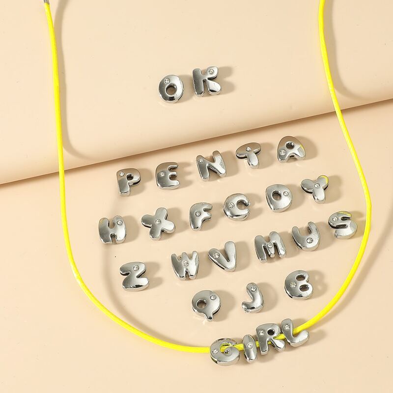 

1pc Rope Bracelet & 26pcs Letter Bead, Silver