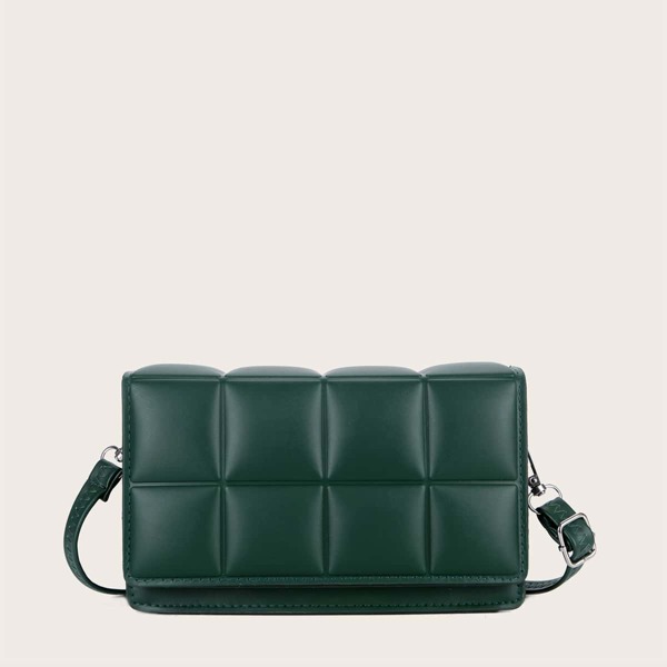 

Textured Flap Crossbody Bag, Dark green