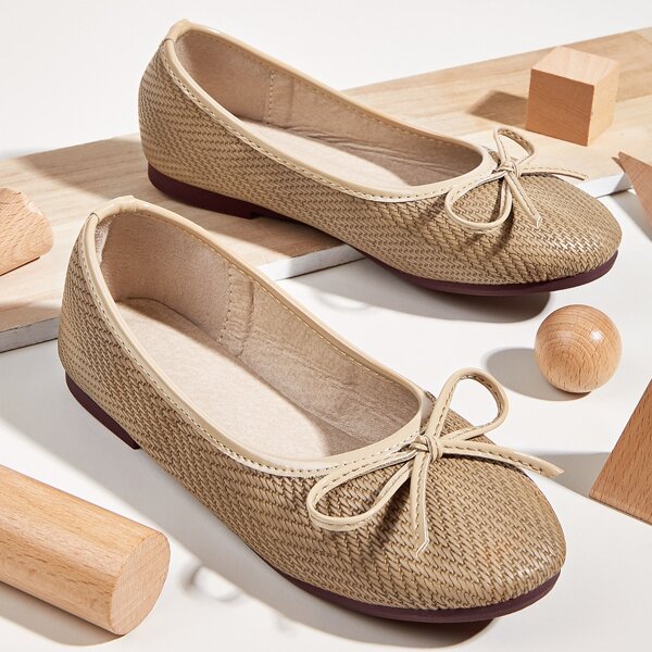 

Toddler Girls Bow Decor Flats, Khaki