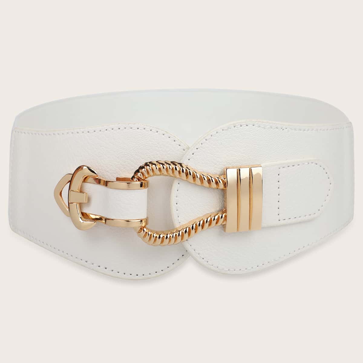

Metal Buckle Wide Belt, White