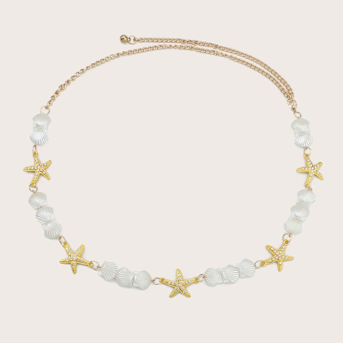 

Rhinestone Starfish & Shell Chain Belt, Multicolor