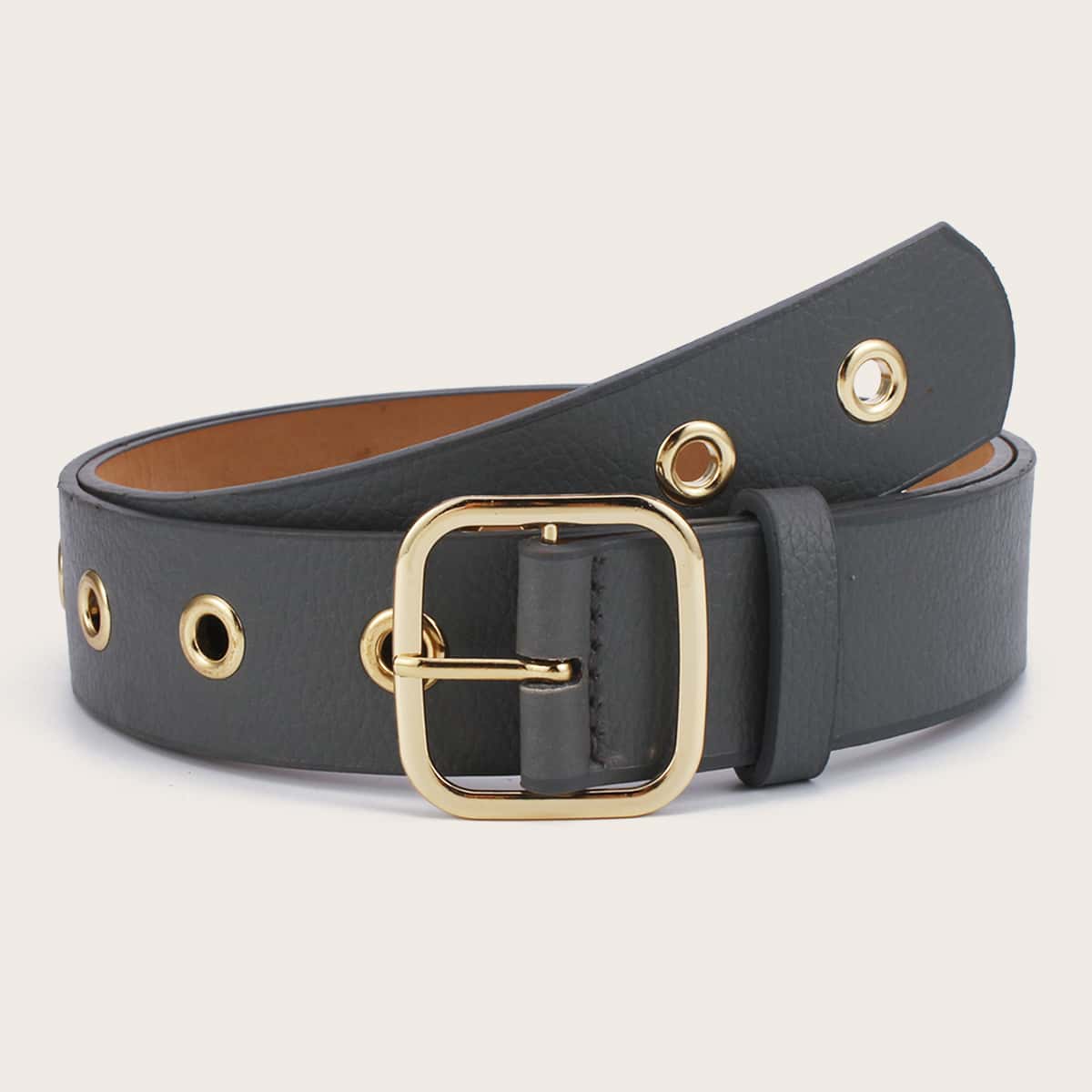 

Grommet Buckle Belt, Grey