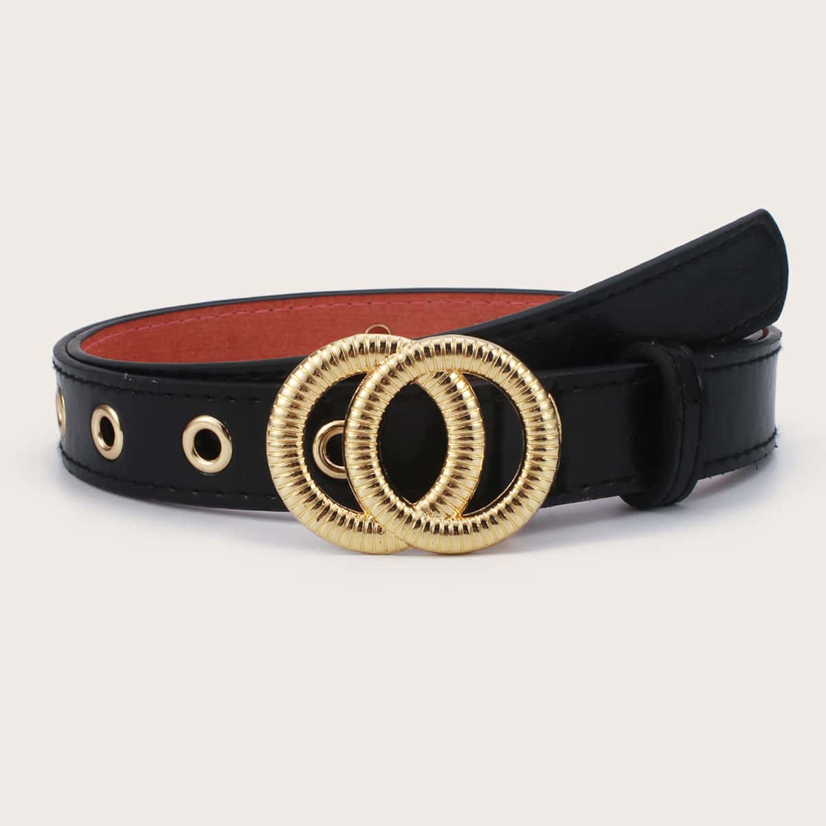

Grommet Ring Buckle Belt, Black