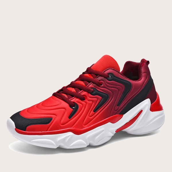 

Men Lace Up Front Wide Fit Chunky Sneakers, Red