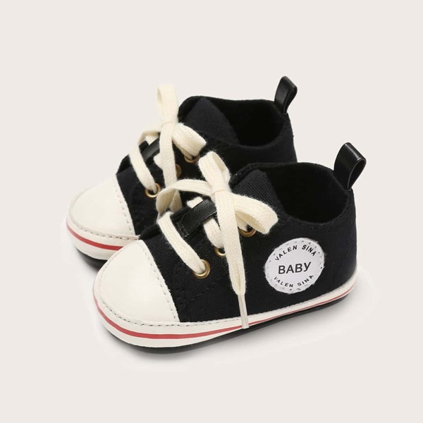 

Baby Boy Letter Patch Lace-up Front Sneakers, Black