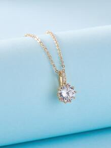 Rhinestone Charm Necklace - Yellow Gold - View 4