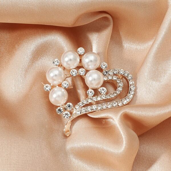 

Faux Pearl Decor Brooch, Rose gold