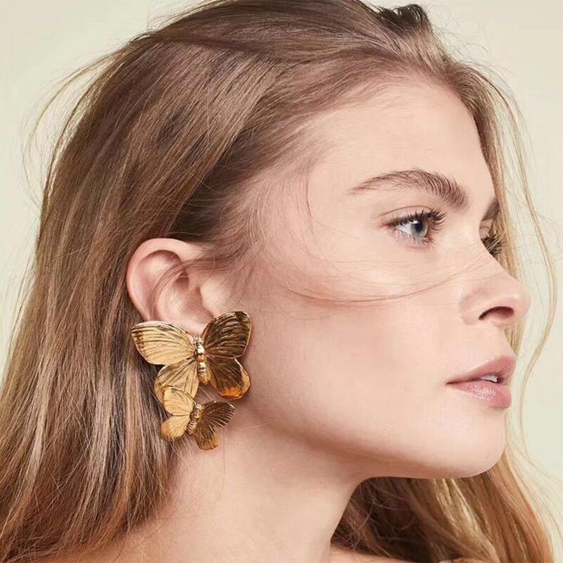 

Butterfly Drop Earrings, Gold
