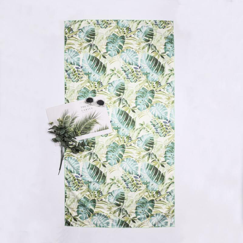 

Tropical Leaf Print Beach Blanket, Green