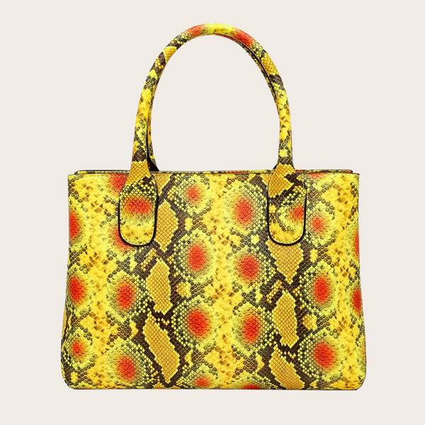 

Snakeskin Tote Bag, Yellow