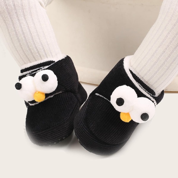 

Baby Boy Cartoon Graphic Velcro Strap Boots, Black
