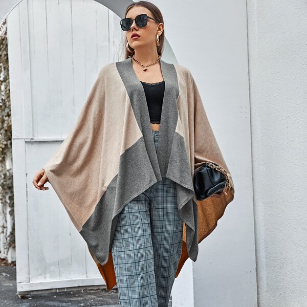 

Plus Contrast Panel Cape Cardigan, Multicolor